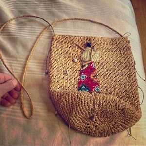 African straw purse with handwork